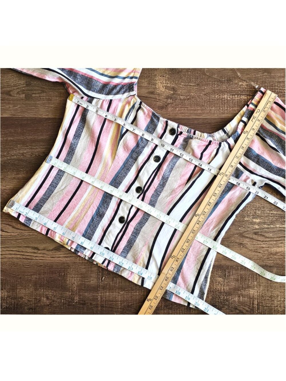 Live 4 Truth Cotton Linen Blend Striped Off-Shoulder Blouse Crop Top, L